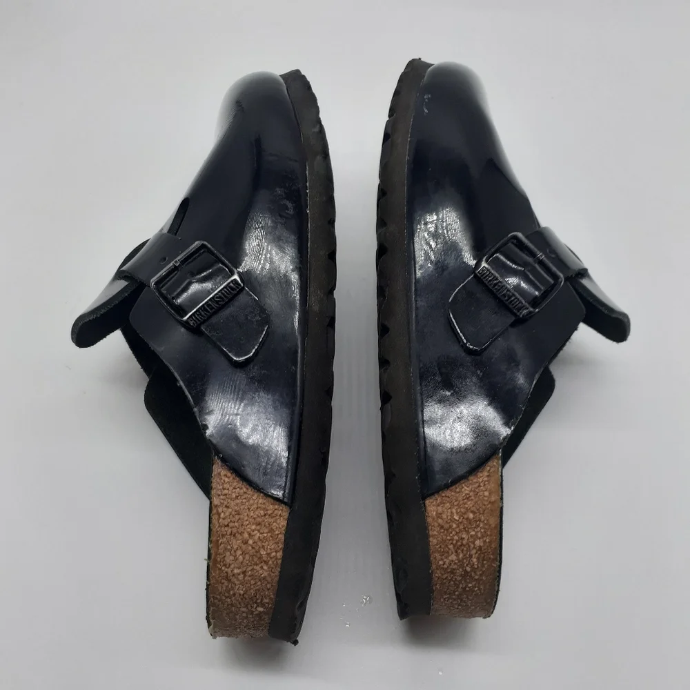 SOLD ON EBAY Birkenstock Boston Mules Patent Leather Sz 39 (8-8.5) Narrow - Picture 11 of 13